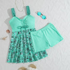 Women's Two-Piece Swimsuit Set – Skirted Bikini with Boxer Shorts