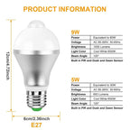 E27 Motion Sensor Light Bulb 1000LM 6500K Dust to Dawn Automatic