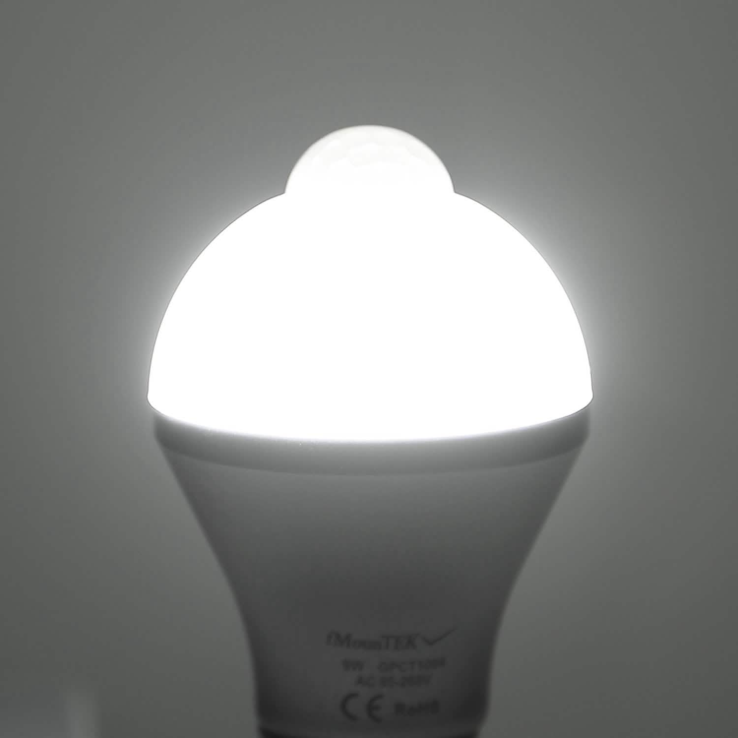 E27 Motion Sensor Light Bulb 1000LM 6500K Dust to Dawn Automatic