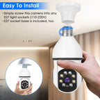 E27 WiFi Bulb Camera 1080P FHD WiFi IP Pan Tilt Security Surveillance  Camera with Two-Way Audio Full Color Night Vision