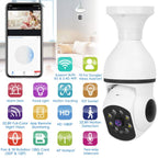E27 WiFi Bulb Camera 1080P FHD WiFi IP Pan Tilt Security Surveillance  Camera with Two-Way Audio Full Color Night Vision
