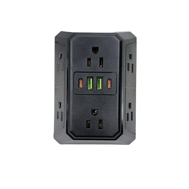 Portable 6-in-1 Wall Socket Extender Fast Charging Power Splitter Adapter