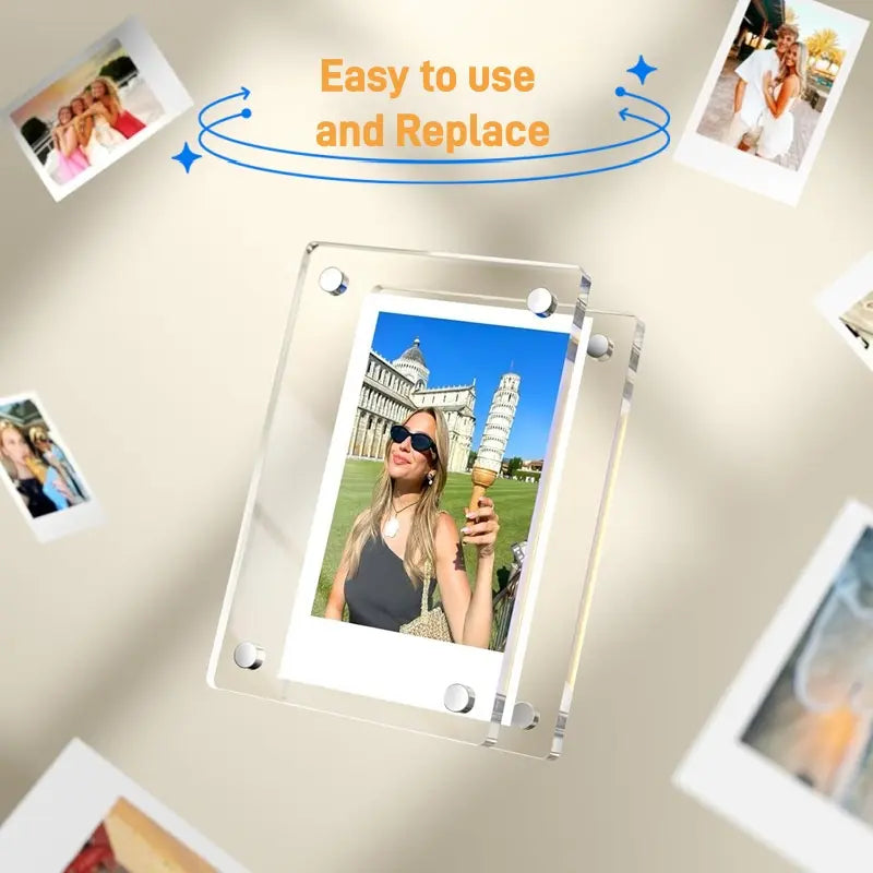 Wallet‑Size Magnetic Acrylic Photo Holder for Car & Fridge