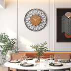 Modern Metal Wall Clock | Wood Grain Centre Design
