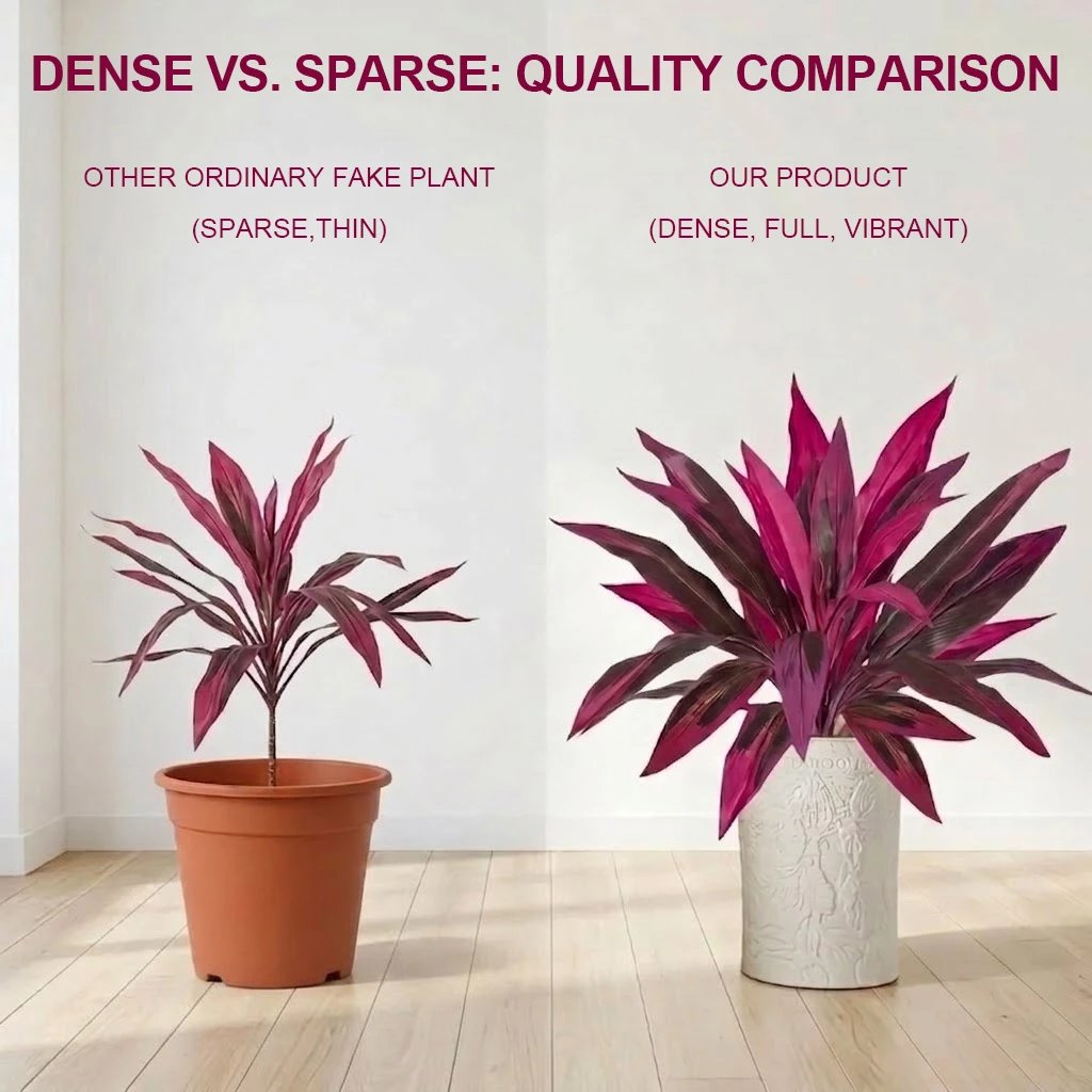 Vibrant Pink Purple Faux Boston Fern & Dragon's Blood Tree, Artificial Decorative Plants