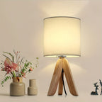 Nordic Wooden Tripod Table Lamp | Fabric Shade