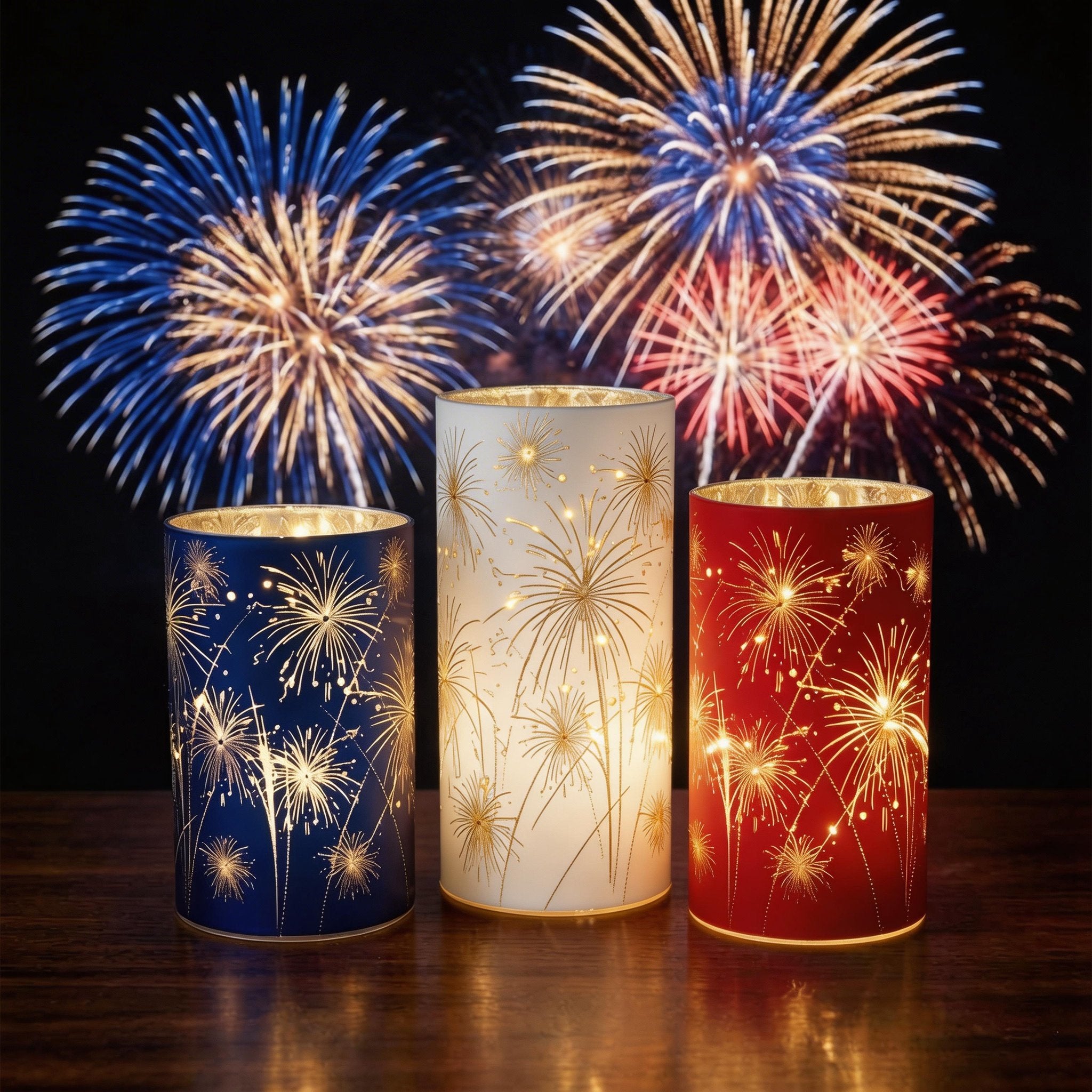 Patriotic Firework Lantern Set – Red, White & Blue Hanging Decorations for Parties & Celebrations
