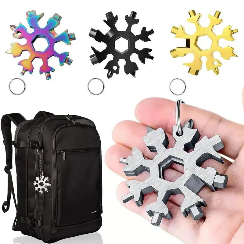 Viral 18-in-1 Snowflake Multi-tool Stainless Steel Portable Wrench | All-in-One Screwdriver & Bottle Opener | Must-Have Survival Gadget