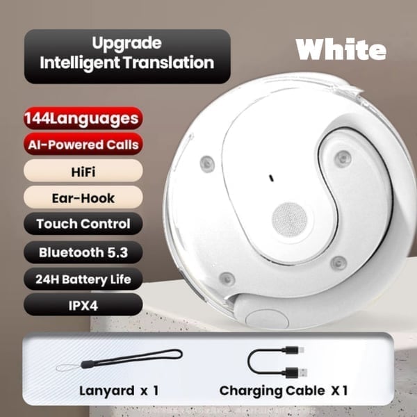 AI-Powered Wireless Bluetooth 5.4 Earphones | Ultra-Clear Translation & Perfect iOS & Android Fit!