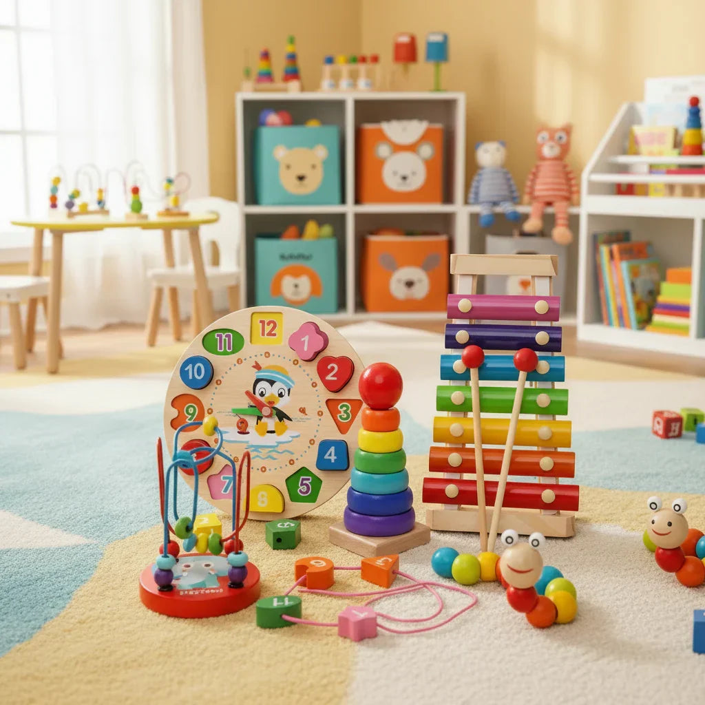 EDUQUEST 5-in-1 Wooden Montessori Activity Set for Babies