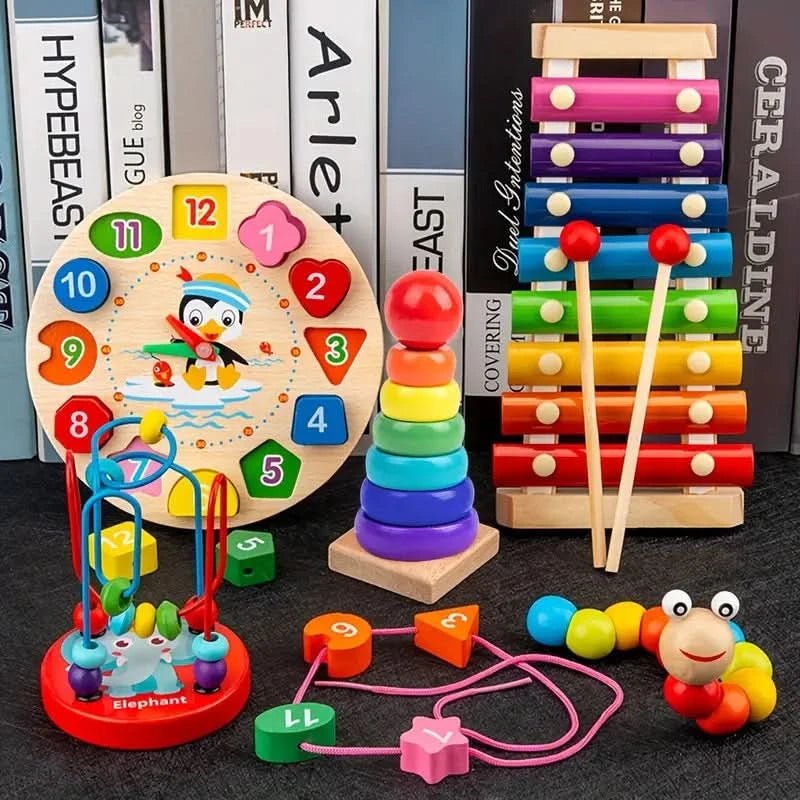 EDUQUEST 5-in-1 Wooden Montessori Activity Set for Babies