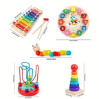 EDUQUEST 5-in-1 Wooden Montessori Activity Set for Babies