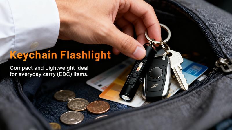 Pocket Rechargeable EDC Flashlight: Mini Keychain Light with Fire Starter & Window Breaker