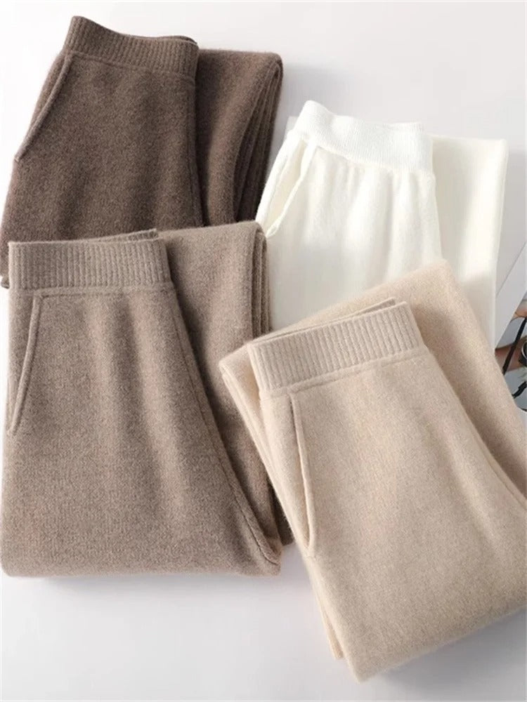 Elara Cashmere Comfort Pants for Women, High-Waisted