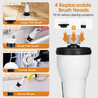 Electric Cordless Spin Scrubber Cleaning Brush with 4 Replaceable Heads