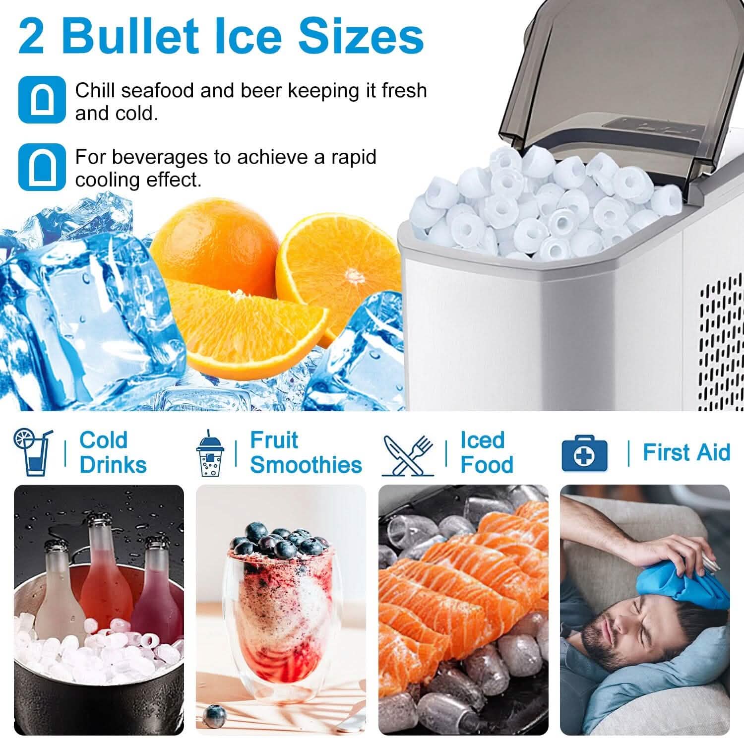 Electric Countertop Ice Make with Ice Scoop Basket Self Cleaning