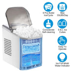 Electric Countertop Ice Make with Ice Scoop Basket Self Cleaning