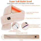 Electric Heated Scarf USB Heating Neck Shawl Soft Warm Scarves with 3 Heating Modes