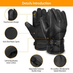 Electric Heated Touchscreen Thermal Gloves Leather USB Plug