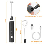 Electric Milk Frother with 2 Whisk Heads