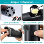 Electric Salt and Pepper Grinder LED Indicator Adjustable Coarseness