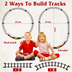 Electric Train Set Steam Locomotive Passenger Coach Coal with Sounds Light Railway