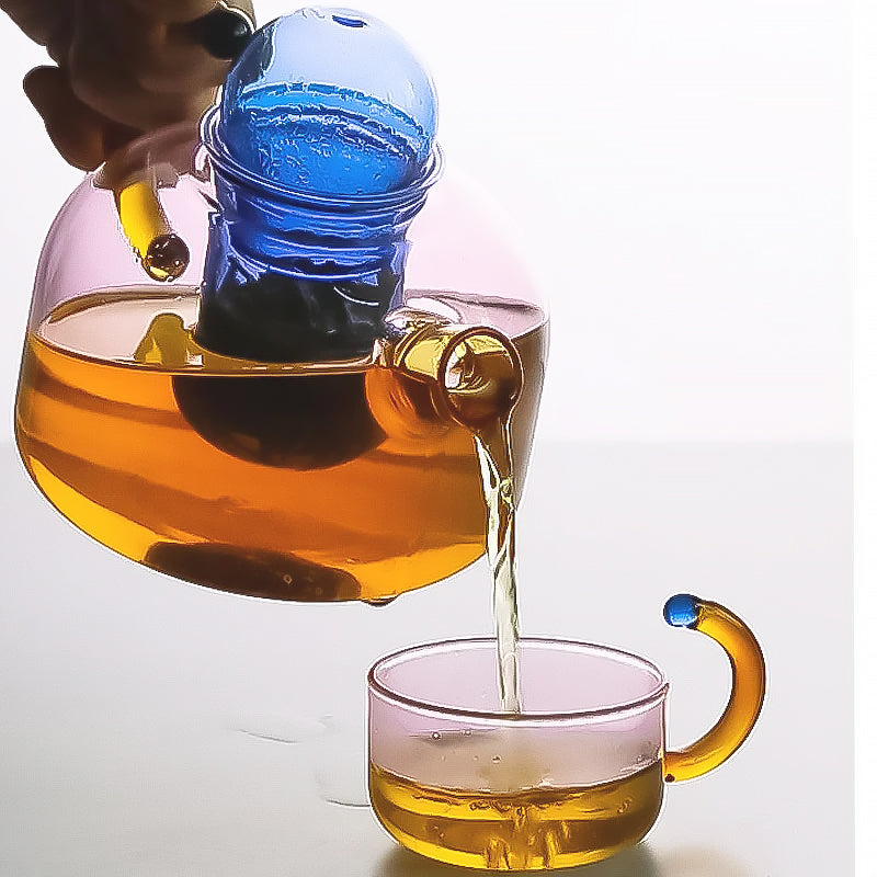 Colorful borosilicate glass tea set, unique artistic design
