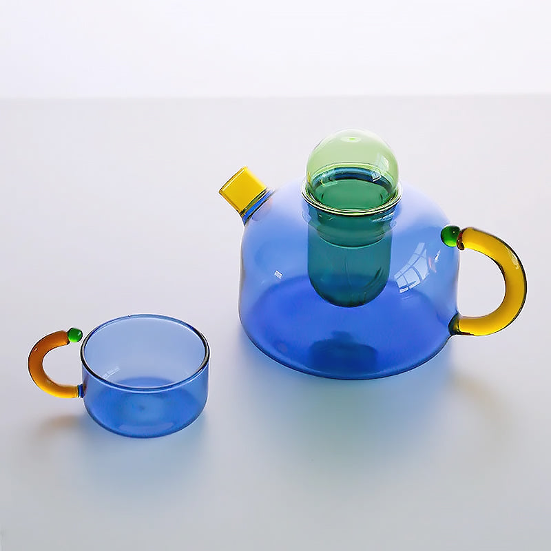 Colorful borosilicate glass tea set, unique artistic design
