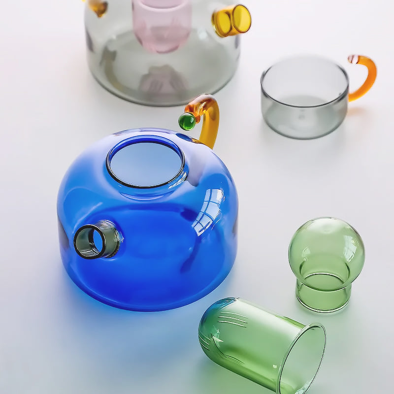 Colorful borosilicate glass tea set, unique artistic design