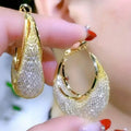 Elegant Crescent Mesh Hoop Earrings with Sparkling Cubic Zirconia