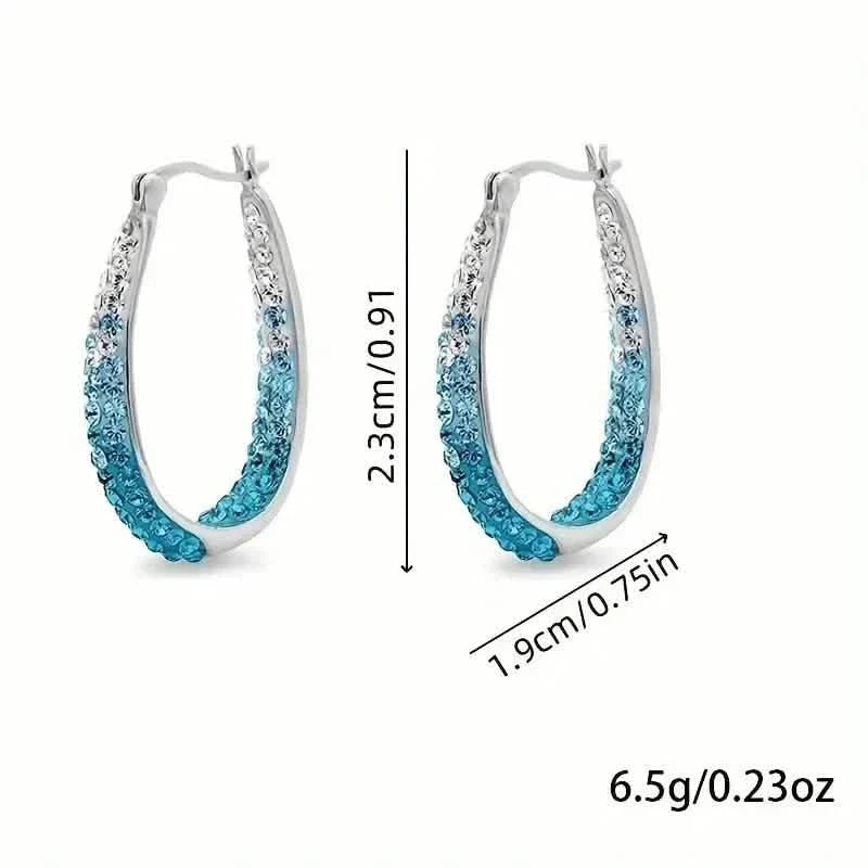 Elegant Dual Tone Gradient Glitter Hoop Earrings