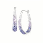 Elegant Dual Tone Gradient Glitter Hoop Earrings