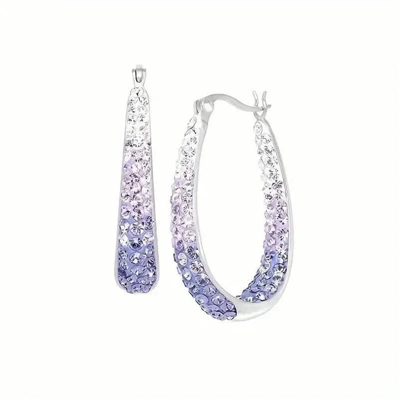 Elegant Dual Tone Gradient Glitter Hoop Earrings