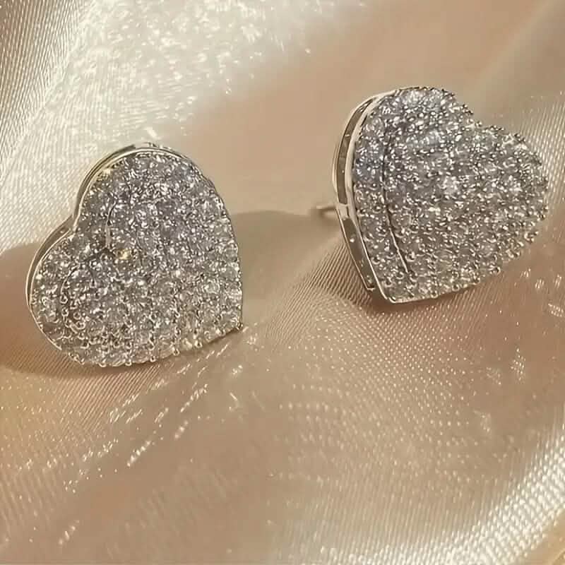 Elegant Heart-Shaped Zirconia Stud Earrings