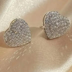 Elegant Heart-Shaped Zirconia Stud Earrings