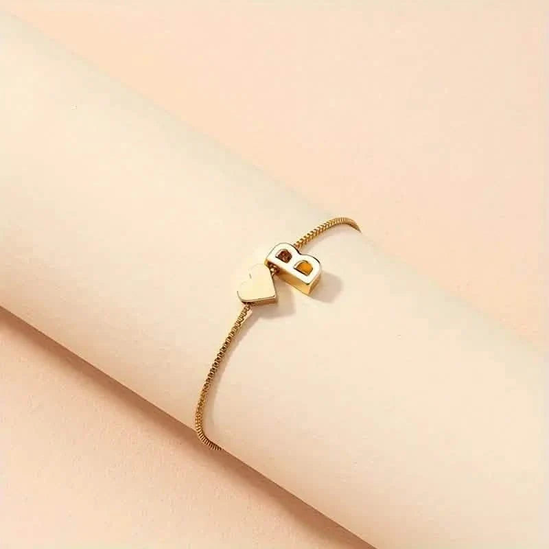Elegant Love Heart Charm Bracelet - Delicate Minimalist Link Chain