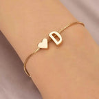 Elegant Love Heart Charm Bracelet - Delicate Minimalist Link Chain