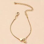 Elegant Love Heart Charm Bracelet - Delicate Minimalist Link Chain