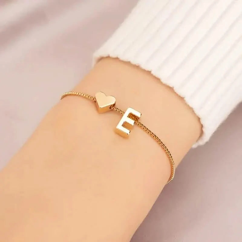 Elegant Love Heart Charm Bracelet - Delicate Minimalist Link Chain