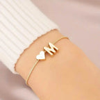 Elegant Love Heart Charm Bracelet - Delicate Minimalist Link Chain