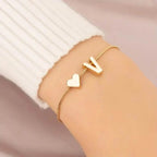 Elegant Love Heart Charm Bracelet - Delicate Minimalist Link Chain