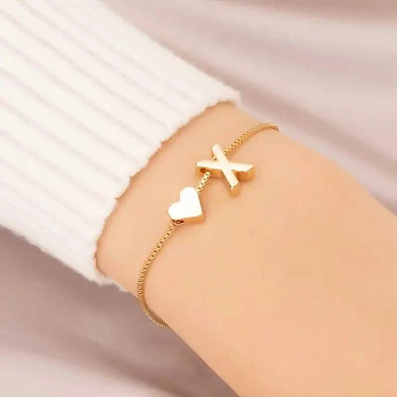 Elegant Love Heart Charm Bracelet - Delicate Minimalist Link Chain