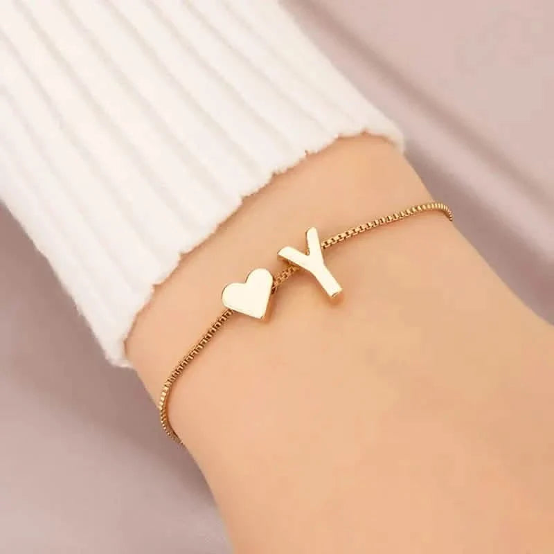Elegant Love Heart Charm Bracelet - Delicate Minimalist Link Chain