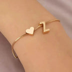 Elegant Love Heart Charm Bracelet - Delicate Minimalist Link Chain