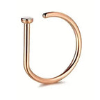 Elegant Punk-Style Stainless Steel Nose Rings - Clip-On Non-Piercing Design