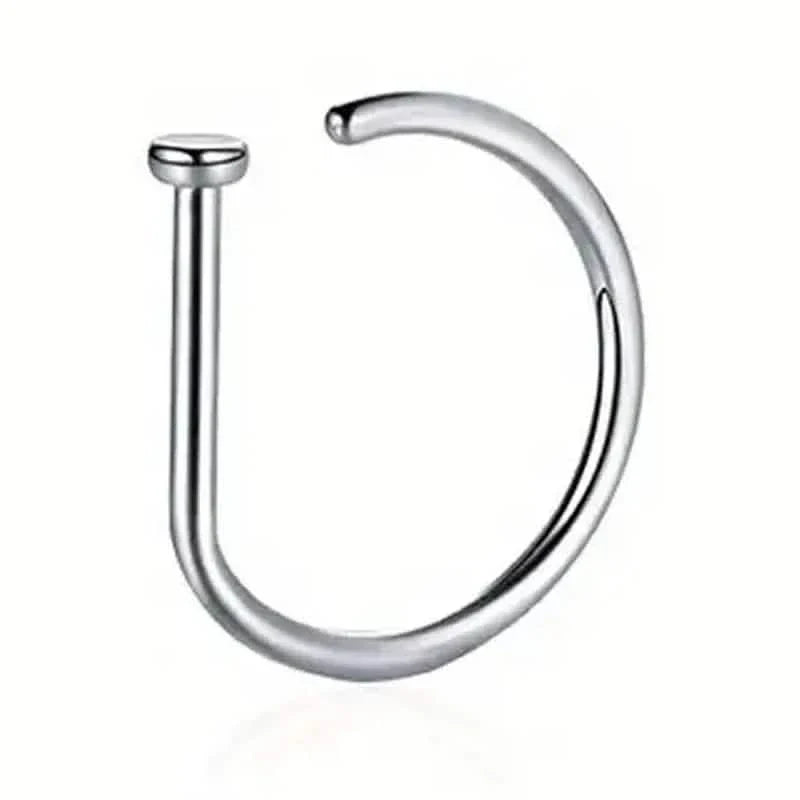 Elegant Punk-Style Stainless Steel Nose Rings - Clip-On Non-Piercing Design