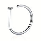 Elegant Punk-Style Stainless Steel Nose Rings - Clip-On Non-Piercing Design