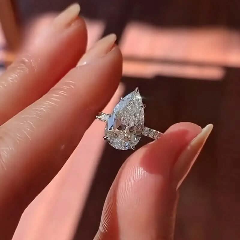 Elegant Teardrop Cubic Zirconia Engagement Ring