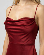 Niki | Women's Flowy Cowl Neck Maxi Dress with Slit