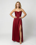 Niki | Women's Flowy Cowl Neck Maxi Dress with Slit